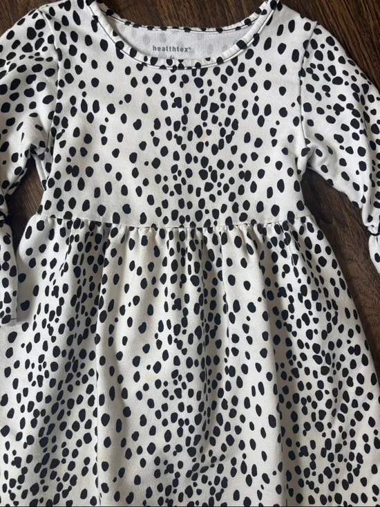 healthtex Cream Dress with Black Spot Print and Ruffle Sleeves - Picture 3 of 5